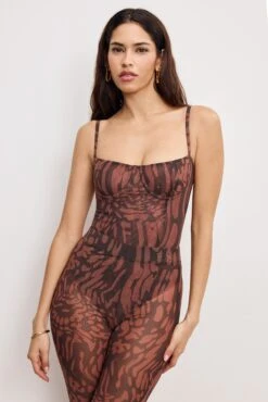 MESH BUSTIER BODYSUIT | JAVA WARPED LEOPARD001