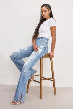 GOOD AMERICAN THE KHLOÉ JEAN LONG | INDIGO714 -GOOD AMERICAN STORE M 250320 02 GKHLOSH156V I714 A 0150