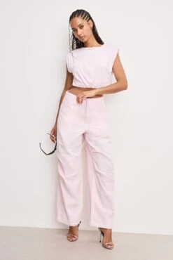 TWILL PARACHUTE PANTS | BUBBLEGUM005