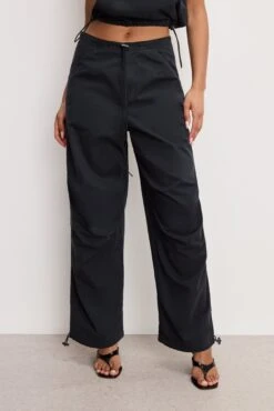 TWILL PARACHUTE PANTS | BLACK001