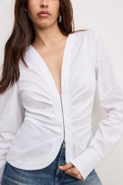 POPLIN RUCHED SHIRT | WHITE001 -GOOD AMERICAN STORE M 250328 20 GWT0337 W001 A 0100