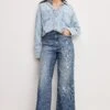 GOOD AMERICAN DENIM SHIRT JUMPSUIT | INDIGO796