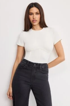 GOOD AMERICAN WEIGHTLESS SCUBA CORSET BODYSUIT | WHITE001