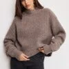 GOOD AMERICAN CHUNKY KNIT MOCK NECK SWEATER | SMOKE -GOOD AMERICAN STORE M 250501 38 GSK0358 SMKO A 4875