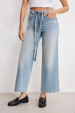 GOOD AMERICAN GOOD WAIST PALAZZO CROPPED JEANS | INDIGO999