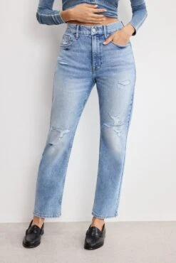 GOOD AMERICAN GOOD ICON STRAIGHT ANKLE JEANS | INDIGO1078