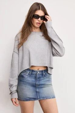 GOOD AMERICAN COZY KNIT CREW NECK | MELANGE GREY -GOOD AMERICAN STORE M 250513 13 GSK0357 MLGR A 1510