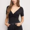 GOOD AMERICAN JERSEY TWIST FRONT BODYSUIT | BLACK001 -GOOD AMERICAN STORE M 250604 05 KEY GB0678 K001 A 1875