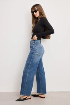 GOOD AMERICAN GOOD SKATE CROPPED WIDE JEANS | INDIGO1005