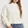 GOOD AMERICAN CHUNKY KNIT MOCK NECK SWEATER | IVORY003 -GOOD AMERICAN STORE M 250604 30 GSK0358 IV03 A 3947