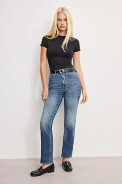 GOOD AMERICAN GOOD ICON STRAIGHT ANKLE JEANS | INDIGO1082