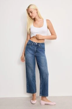 GOOD AMERICAN GOOD 90S CROPPED RELAXED JEANS | INDIGO963