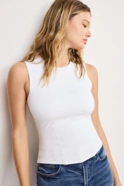 GOOD AMERICAN WEIGHTLESS SCUBA CORSET TANK TOP | WHITE001