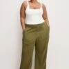 LITE LINEN PANTS | MARTINI OLIVE002 -GOOD AMERICAN STORE M250225 26 GFD227 MO02 C 0015