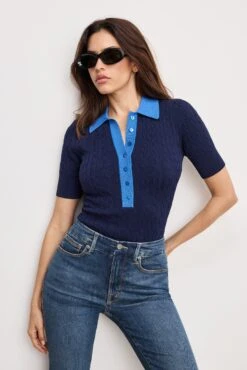 GOOD AMERICAN CABLE KNIT BODYSUIT | MIDNIGHT002