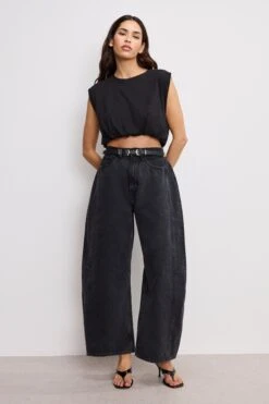 GOOD AMERICAN GOOD EXTREME BARREL JEANS | BLACK373