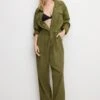 LITE LINEN OVERSIZED JUMPSUIT | MARTINI OLIVE002 -GOOD AMERICAN STORE M 250218 37 GDUJUSUW99 MO02 A 5045