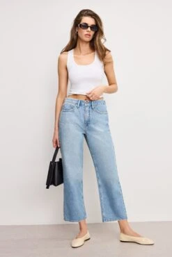 GOOD AMERICAN GOOD 90S CROPPED RELAXED JEANS | INDIGO964