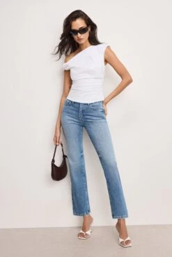 GOOD AMERICAN SOFT TECH GOOD LEGS STRAIGHT JEANS | INDIGO1012