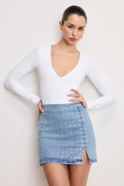 GOOD AMERICAN DOLLY SCUBA BODYSUIT | WHITE001