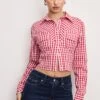 GOOD AMERICAN DOLLY COUNTRY CORSET SHIRT | CRIMSON AND WHITE GINGHAM -GOOD AMERICAN STORE M 250307 10 GWT0360DP CWGN 4 0081