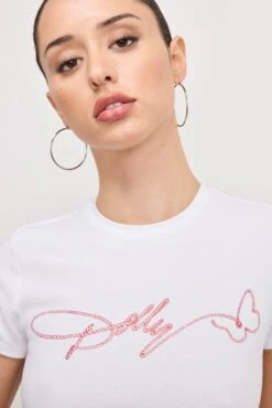 GOOD AMERICAN DOLLY SIGNATURE SUPER STRETCH BABY TEE | WHITE001