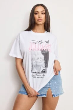 GOOD AMERICAN DOLLY OVERSIZED CONCERT TEE | WHITE001