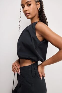 TWILL PARACHUTE BUBBLE TOP | BLACK001 -GOOD AMERICAN STORE M 250320 05 GFD267TW K001 A 0068