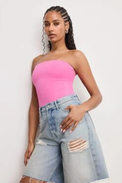 SCUBA CORSET STRAPLESS BODYSUIT | BERRY SORBET010