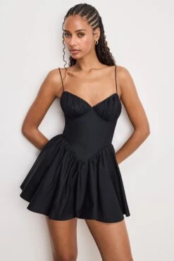 POPLIN MINI DRESS | BLACK001