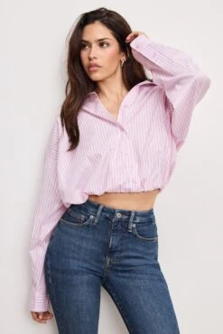 GOOD AMERICAN POPLIN BUBBLE SHIRT | CANDY STRIPE001 11 GOOD AMERICAN POPLIN BUBBLE SHIRT | CANDY STRIPE001 -GOOD AMERICAN STORE M 250328 35 GWT0333ST CDS1 0048