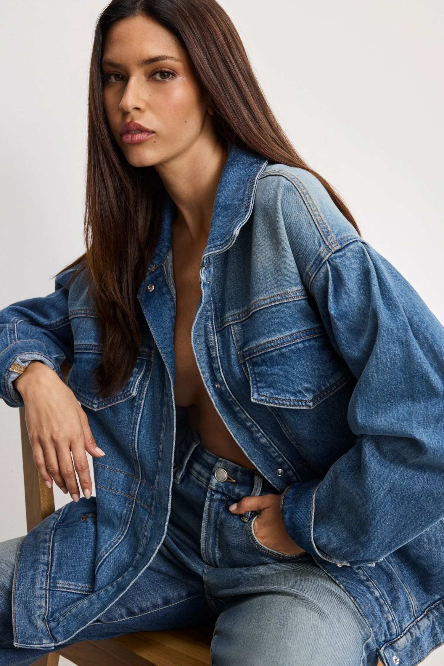 GOOD AMERICAN BARREL SLEEVE DENIM JACKET | INDIGO912 5 GOOD AMERICAN BARREL SLEEVE DENIM JACKET | INDIGO912 - Image 3