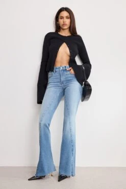 GOOD AMERICAN SOFT TECH GOOD LEGS FLARE JEANS | INDIGO995